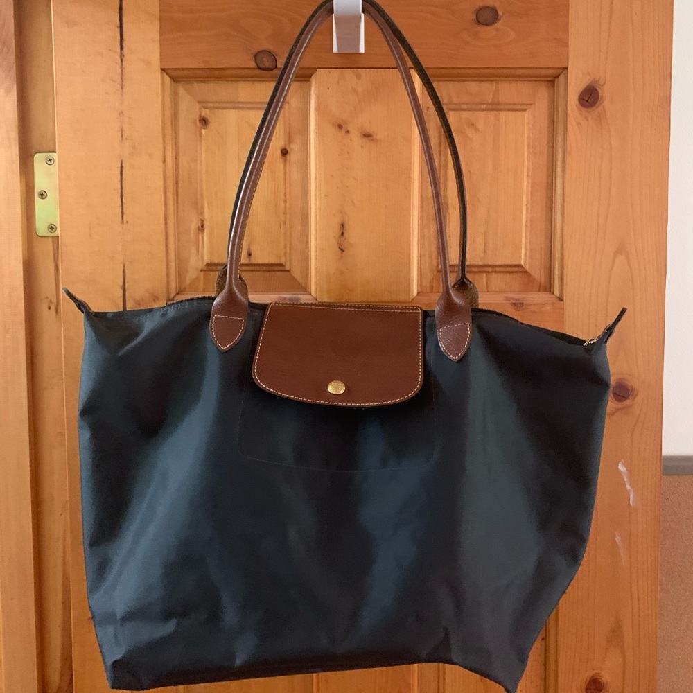 Longchamp Large Le Pliage Tote Gunmetal